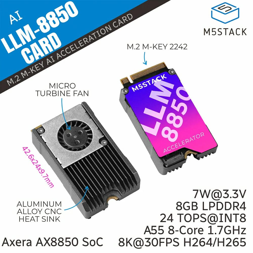 AI-8850 LLM Acceleration M.2 Module by M5Stack - The Pi Hut