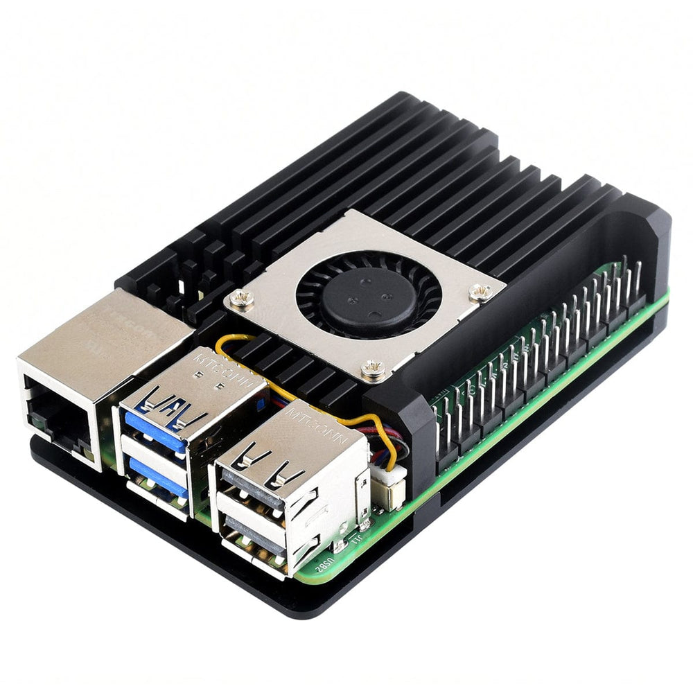Aluminium Alloy Case with Blower Fan for Raspberry Pi 5 by Waveshare - The Pi Hut