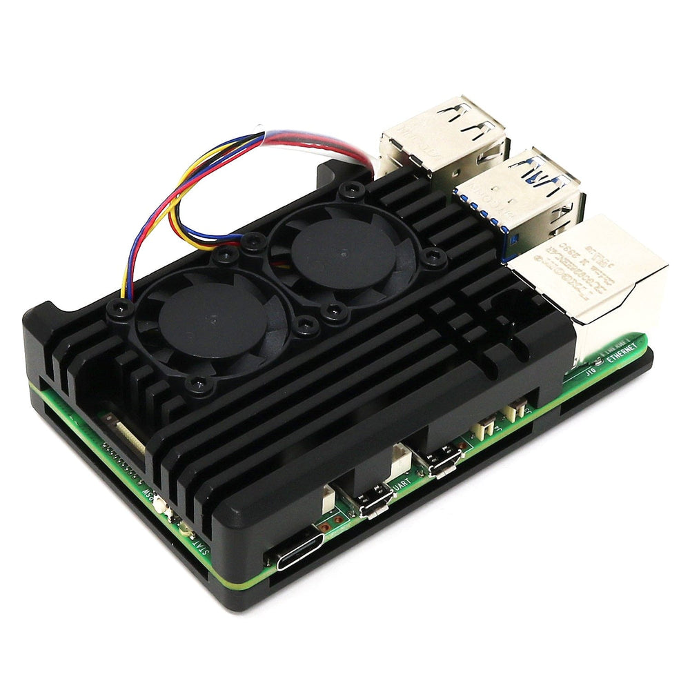 Aluminium Armour Dual-Fan Heatsink Case for Raspberry Pi 5 by The Pi Hut - The Pi Hut