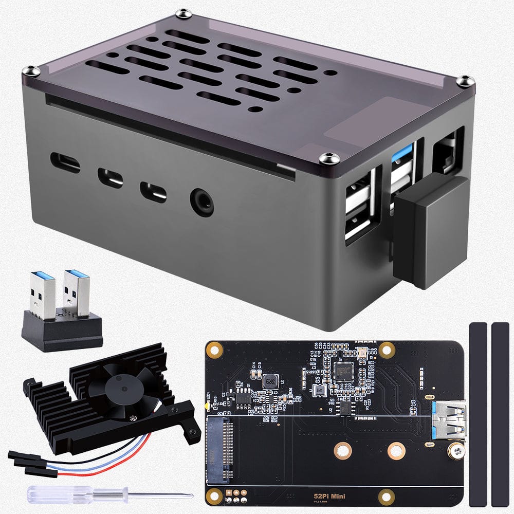 Aluminium NAS Case for Pi 4 with Quiet Cooling Fan by 52Pi - The Pi Hut