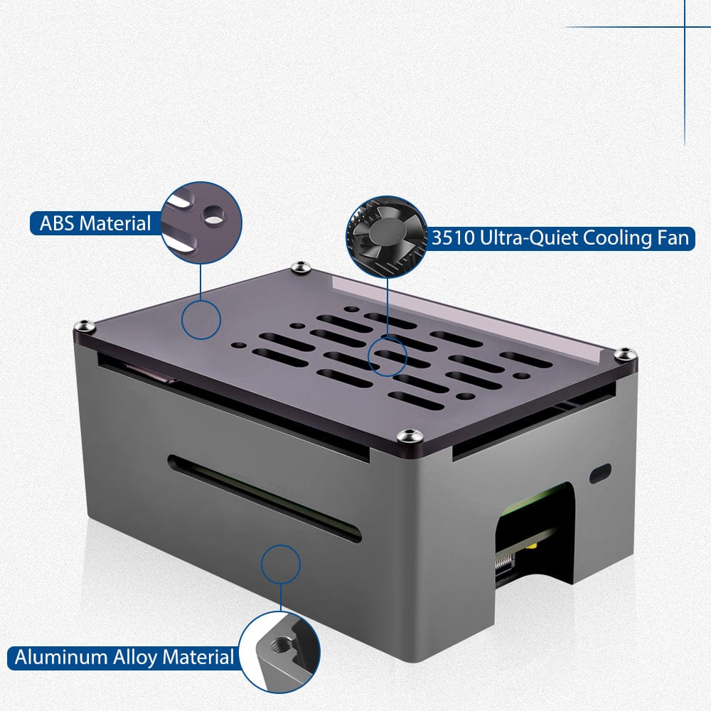 Aluminium NAS Case for Pi 4 with Quiet Cooling Fan by 52Pi - The Pi Hut