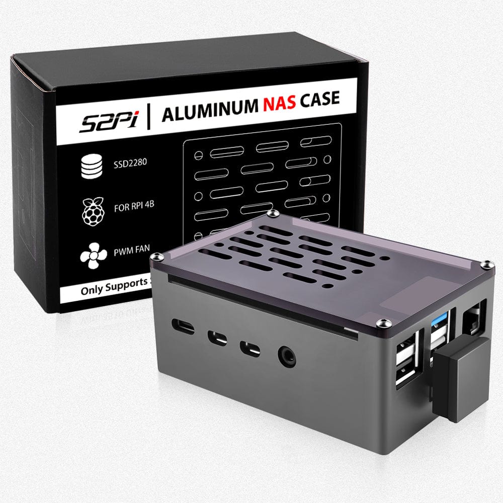 Aluminium NAS Case for Pi 4 with Quiet Cooling Fan by 52Pi - The Pi Hut