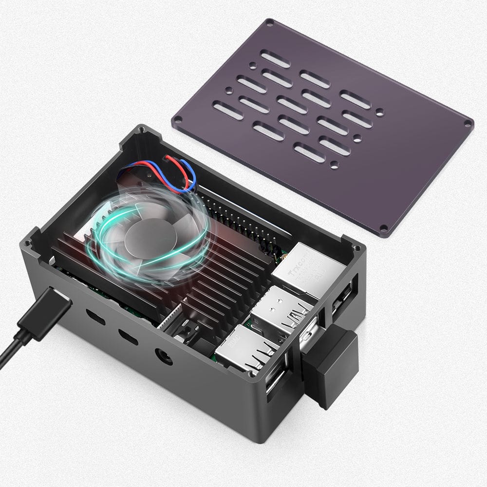 Aluminium NAS Case for Pi 4 with Quiet Cooling Fan by 52Pi - The Pi Hut