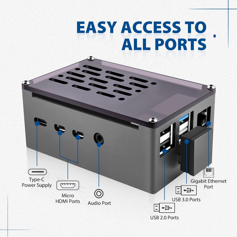 Aluminium NAS Case for Pi 4 with Quiet Cooling Fan by 52Pi - The Pi Hut