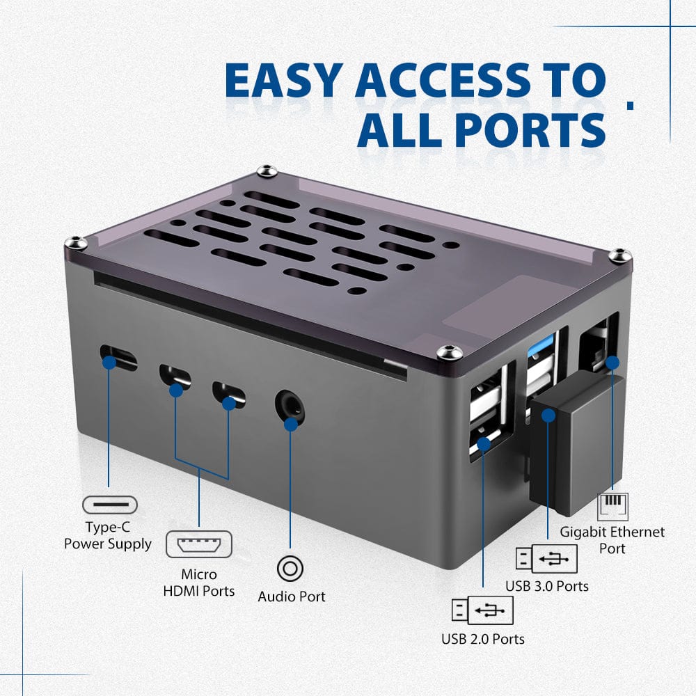 Aluminium NAS Case for Pi 4 with Quiet Cooling Fan - The Pi Hut