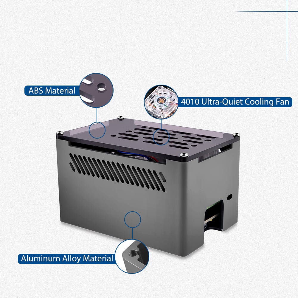 Aluminium Pi 4 NAS Case with Low-Profile ICE Tower Cooler by 52Pi - The Pi Hut