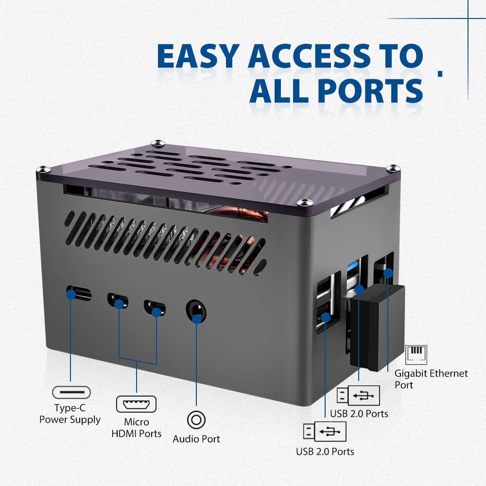 Aluminium Pi 4 NAS Case with Low-Profile ICE Tower Cooler by 52Pi - The Pi Hut