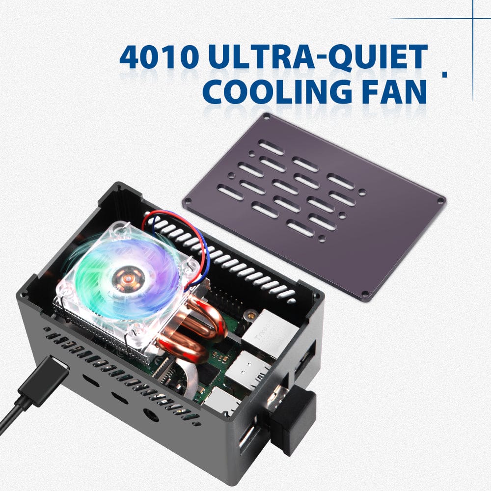 Aluminium Pi 4 NAS Case with Low-Profile ICE Tower Cooler by 52Pi - The Pi Hut