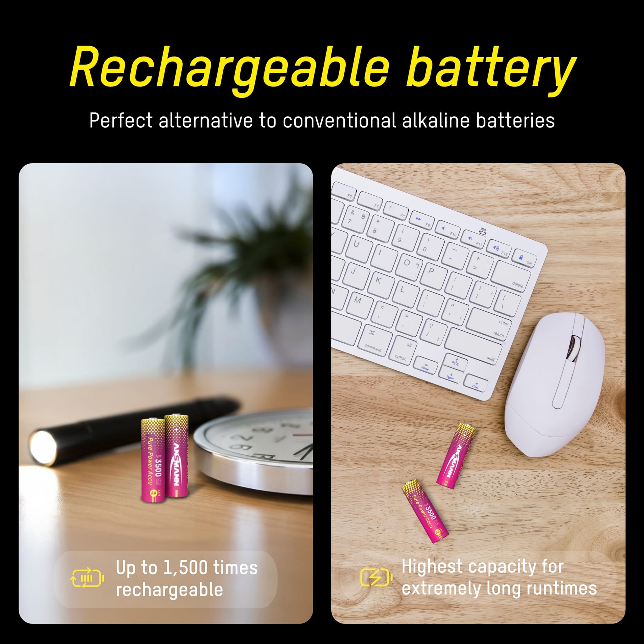 Ansmann Pure Power Li-Ion Batteries - AA 1.5V 3500mAh - Pack of 4 by ANSMANN - The Pi Hut