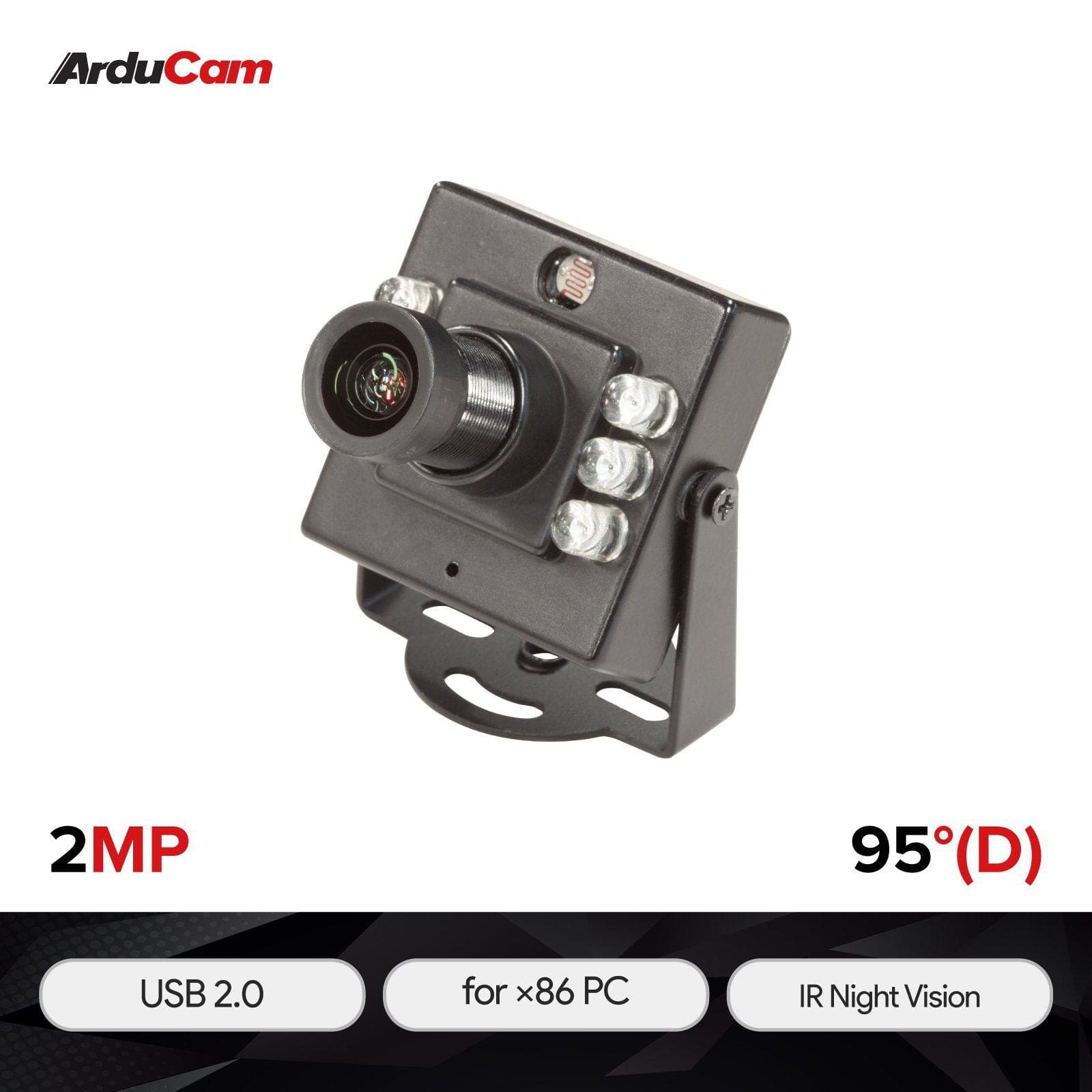 Arducam 2MP IMX462 Day/IR Night Vision USB UVC Camera with Metal Case by Arducam - The Pi Hut