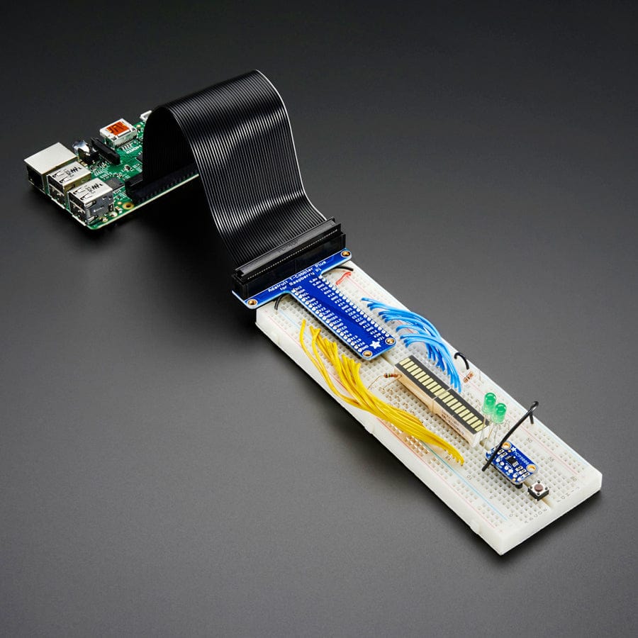 Assembled Pi T-Cobbler Plus - GPIO Breakout (Pi A+, B+, Pi 2/3/4/5, Zero) by Adafruit - The Pi Hut