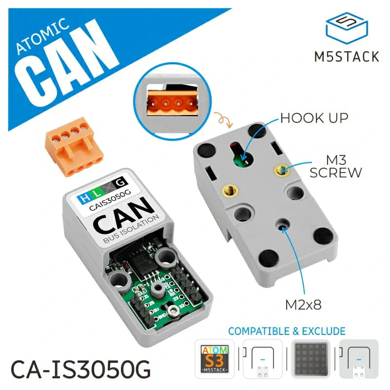 ATOMIC CANBus Base (CA-IS3050G) by M5Stack - The Pi Hut
