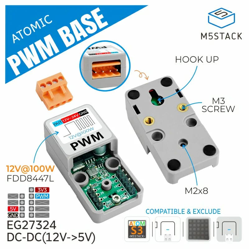 ATOMIC PWM Base (EG27324) by M5Stack - The Pi Hut