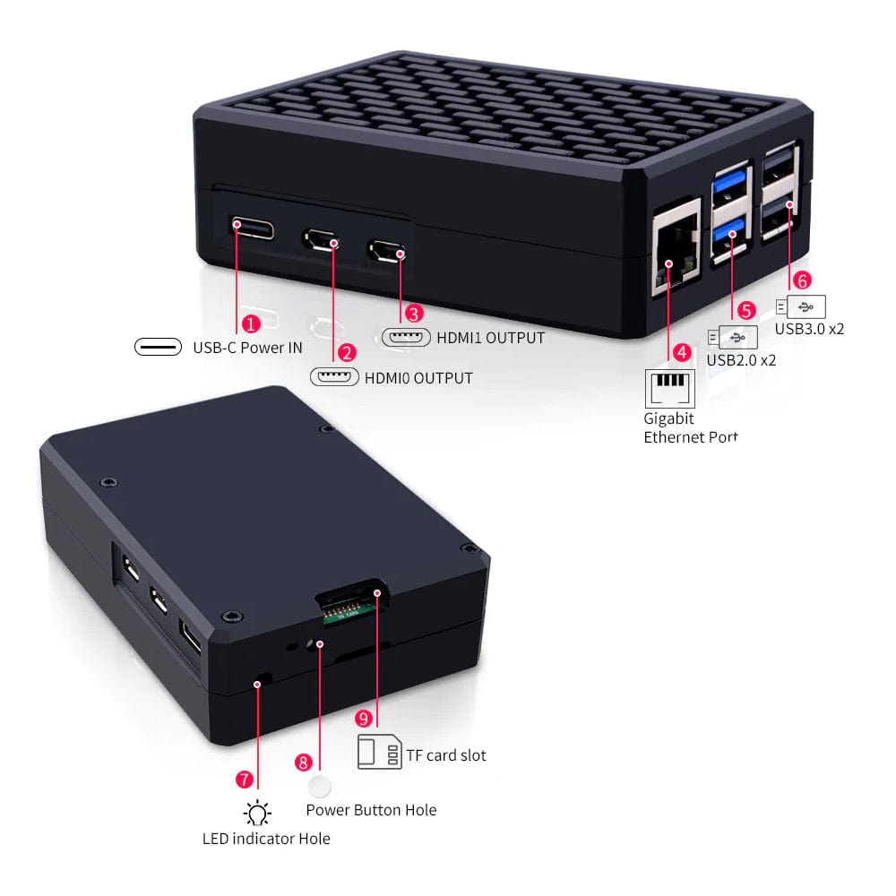 Black Aluminium Alloy Passive Cooling Case for Raspberry Pi 5 by 52Pi - The Pi Hut