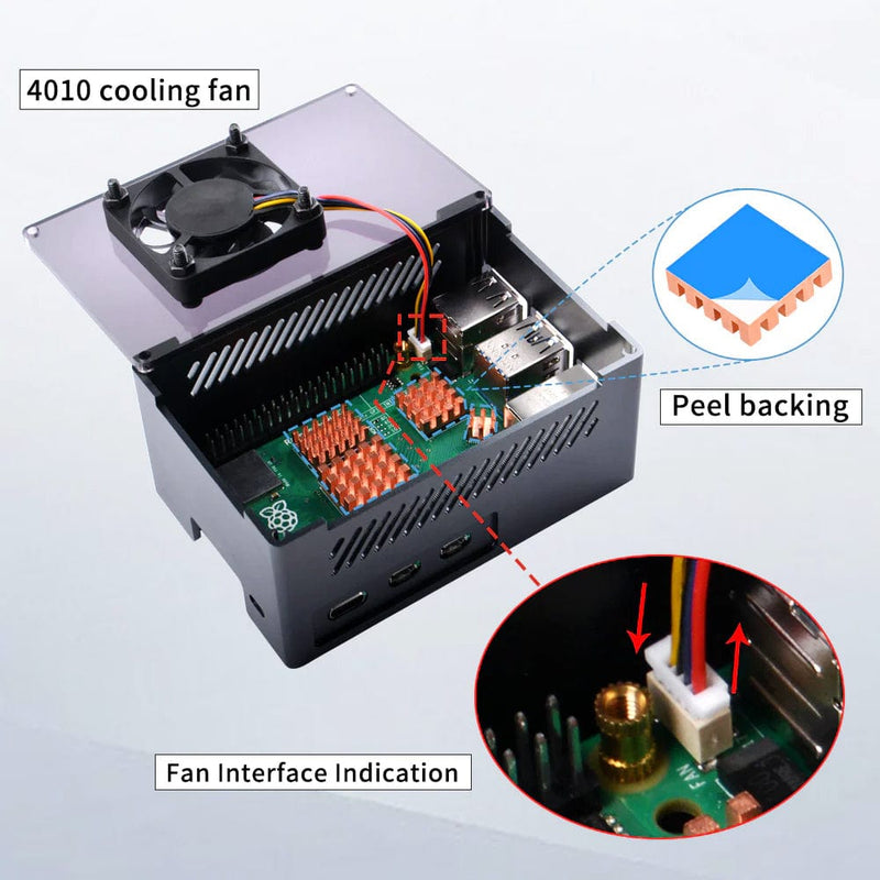 Black Aluminum Case Brick Enlosure With Cooling Fan Heatsink For Raspberry Pi 5 - The Pi Hut