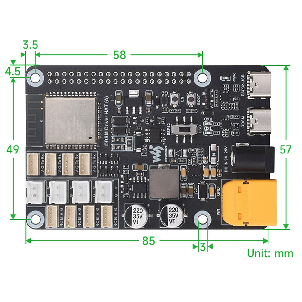 DDSM Hub Motor Driver Board for DDSM115 and DDSM210 by Waveshare - The Pi Hut