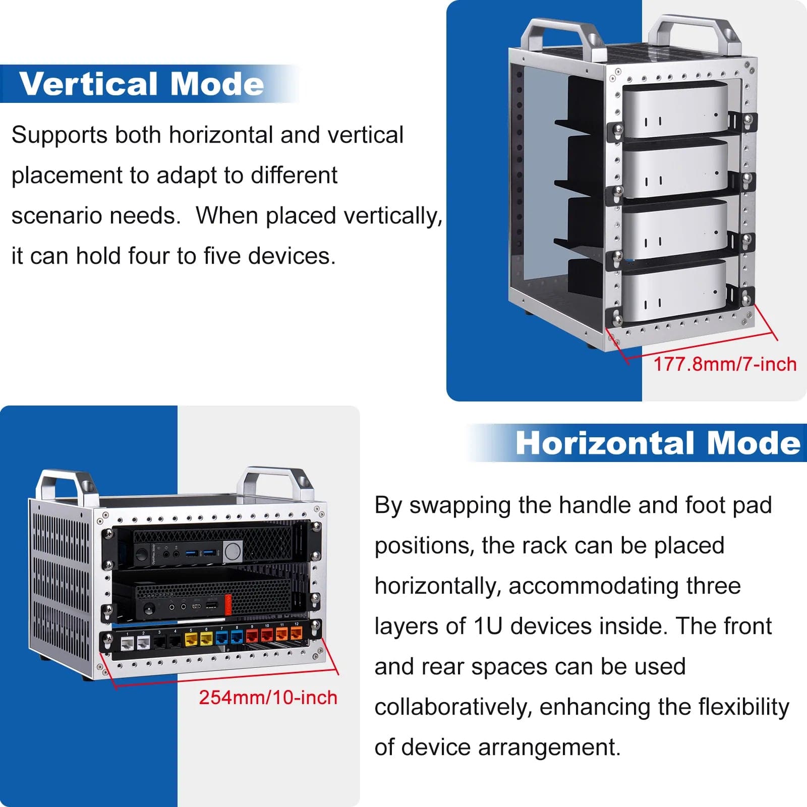 DeskPi RackMate TT - 7-10" 0.5-1U Micro Server Rack by DeskPi - The Pi Hut