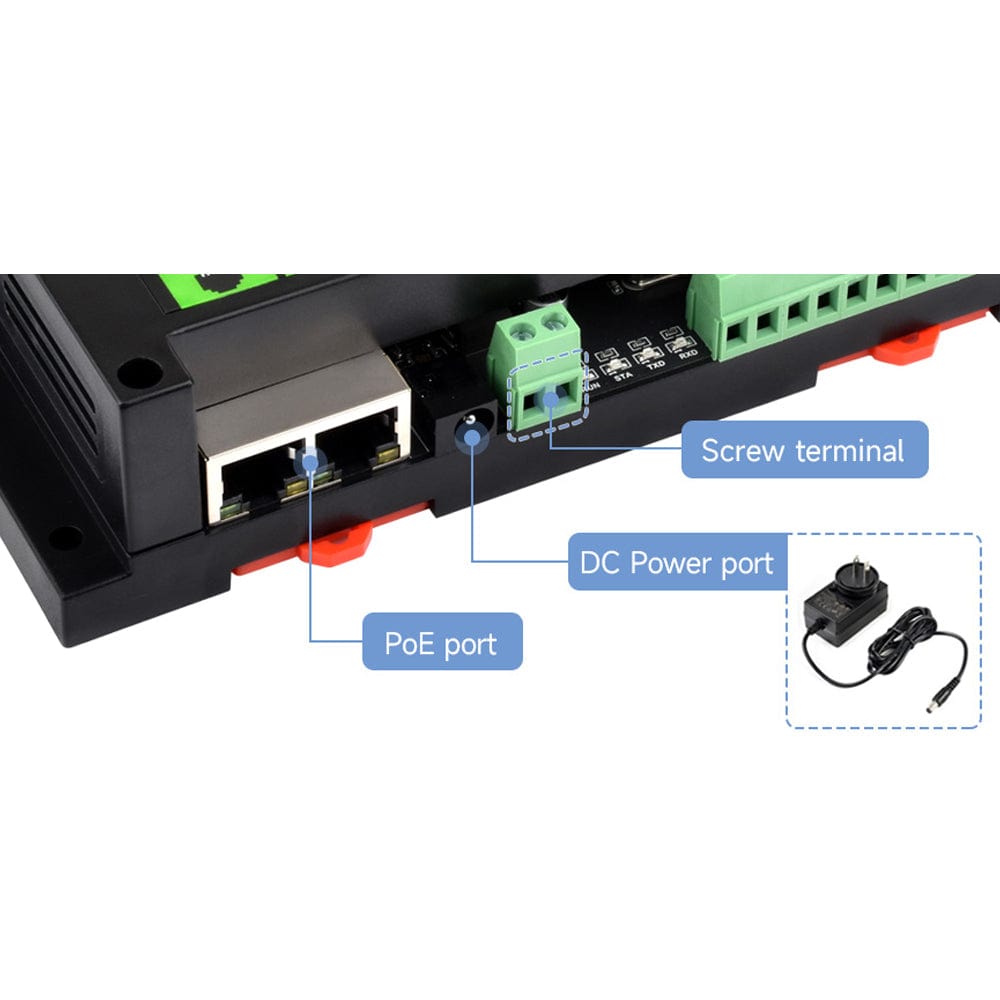 Dual Ethernet PoE 8-Channel Modbus Relay Module by Waveshare - The Pi Hut
