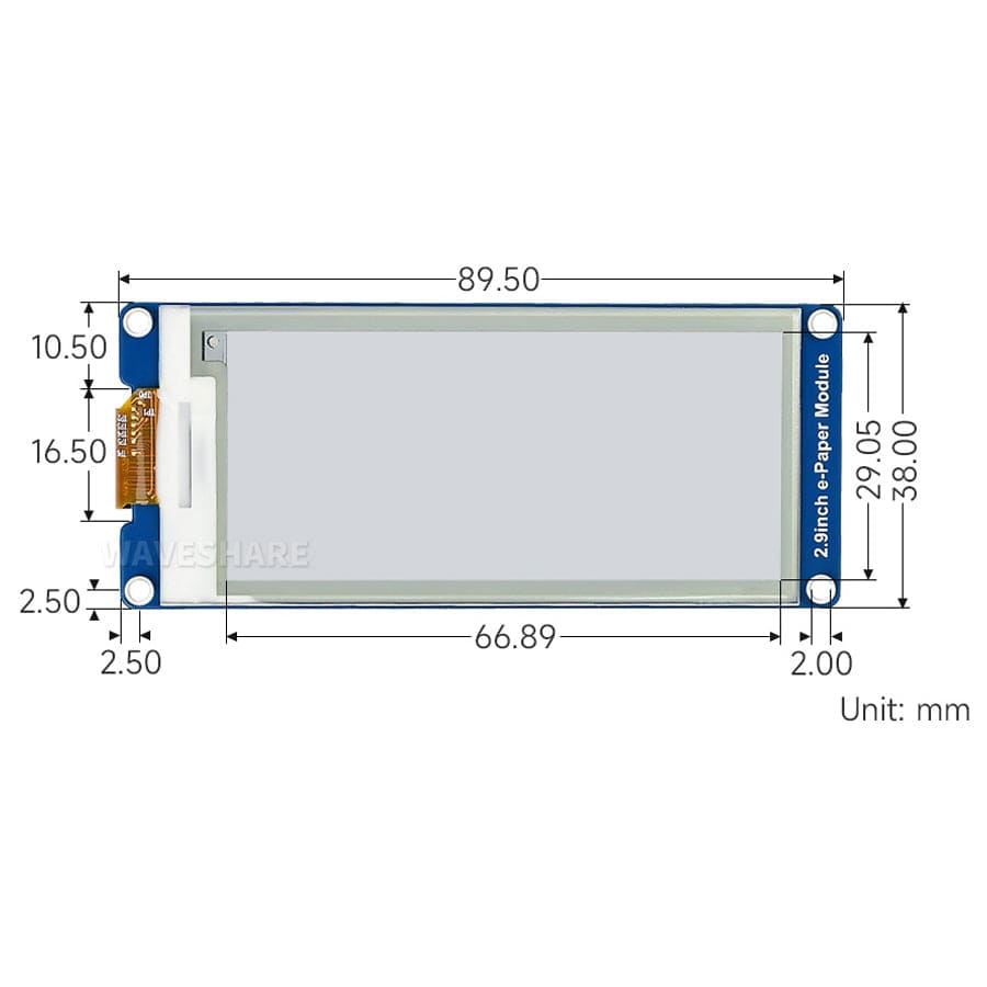 E-Ink Display Module - 2.9" (296x128) by Waveshare - The Pi Hut