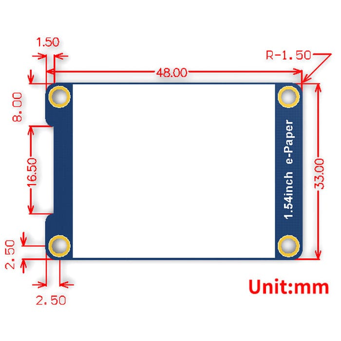 E-Ink Display Module SPI - 1.54" (200x200) by Waveshare - The Pi Hut