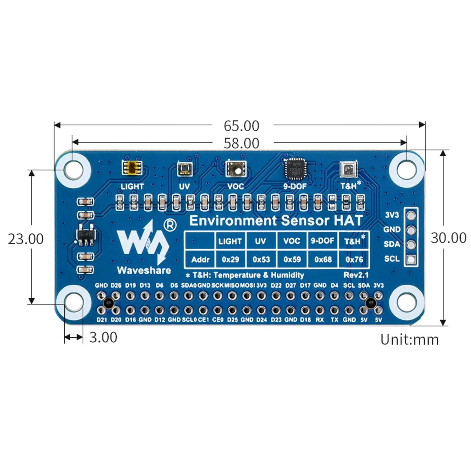 Environment Sensor HAT for Raspberry Pi by Waveshare - The Pi Hut
