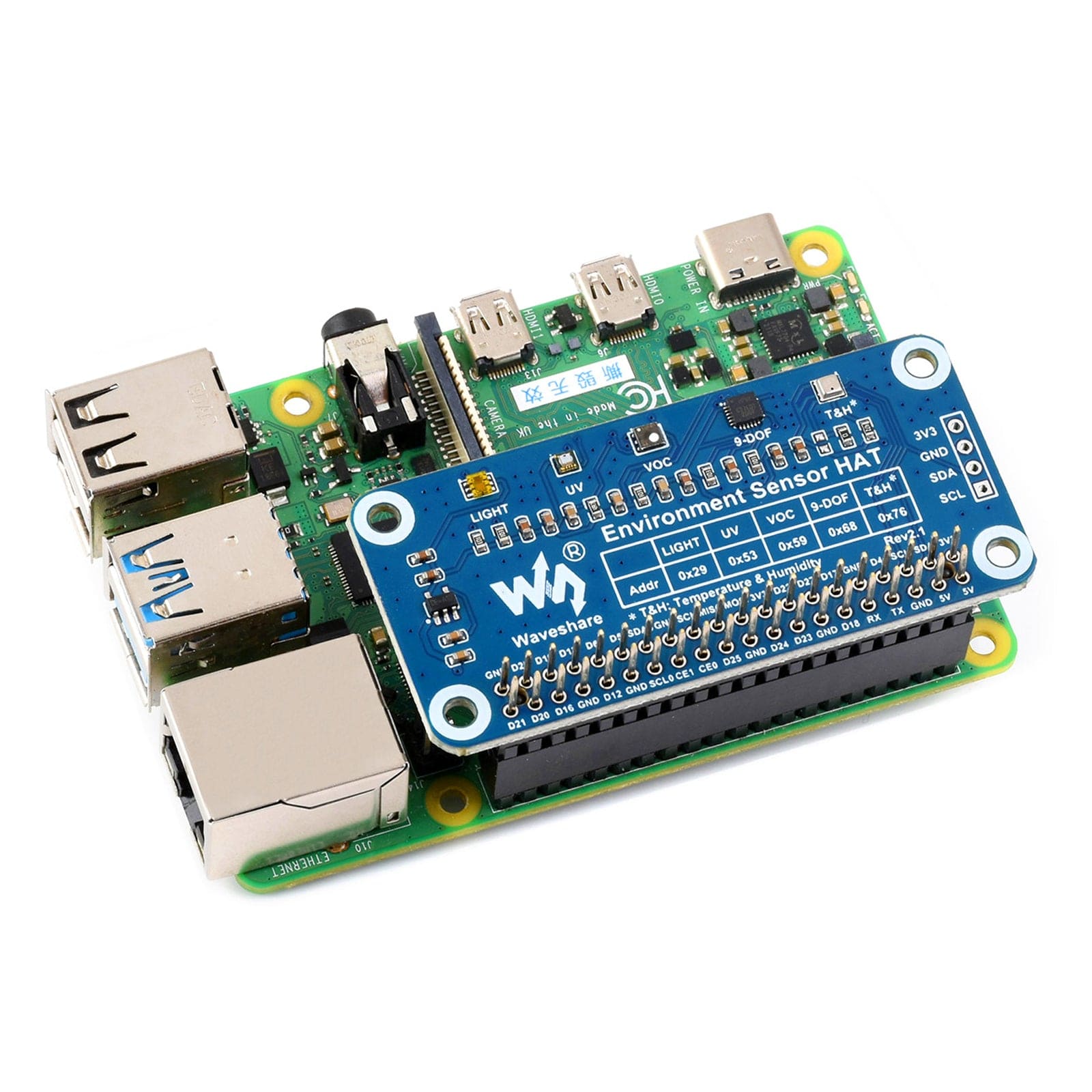 Environment Sensor HAT for Raspberry Pi by Waveshare - The Pi Hut
