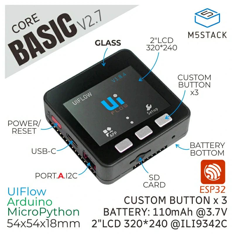 ESP32 Basic Core loT Development Kit V2.7 by M5Stack - The Pi Hut
