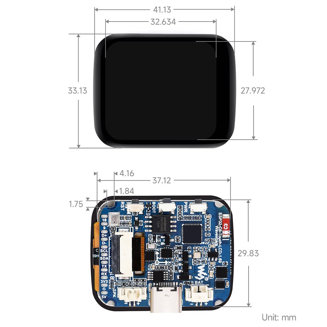 ESP32-C6 1.69" Touch Display Dev Board (240×280) by Waveshare - The Pi Hut