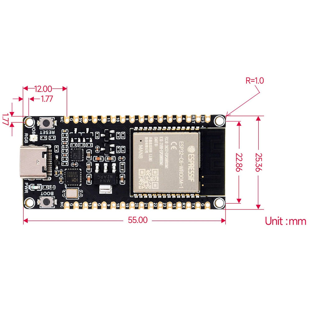 Waveshare ESP32-C6 Development Board (with Headers) by Waveshare - The Pi Hut