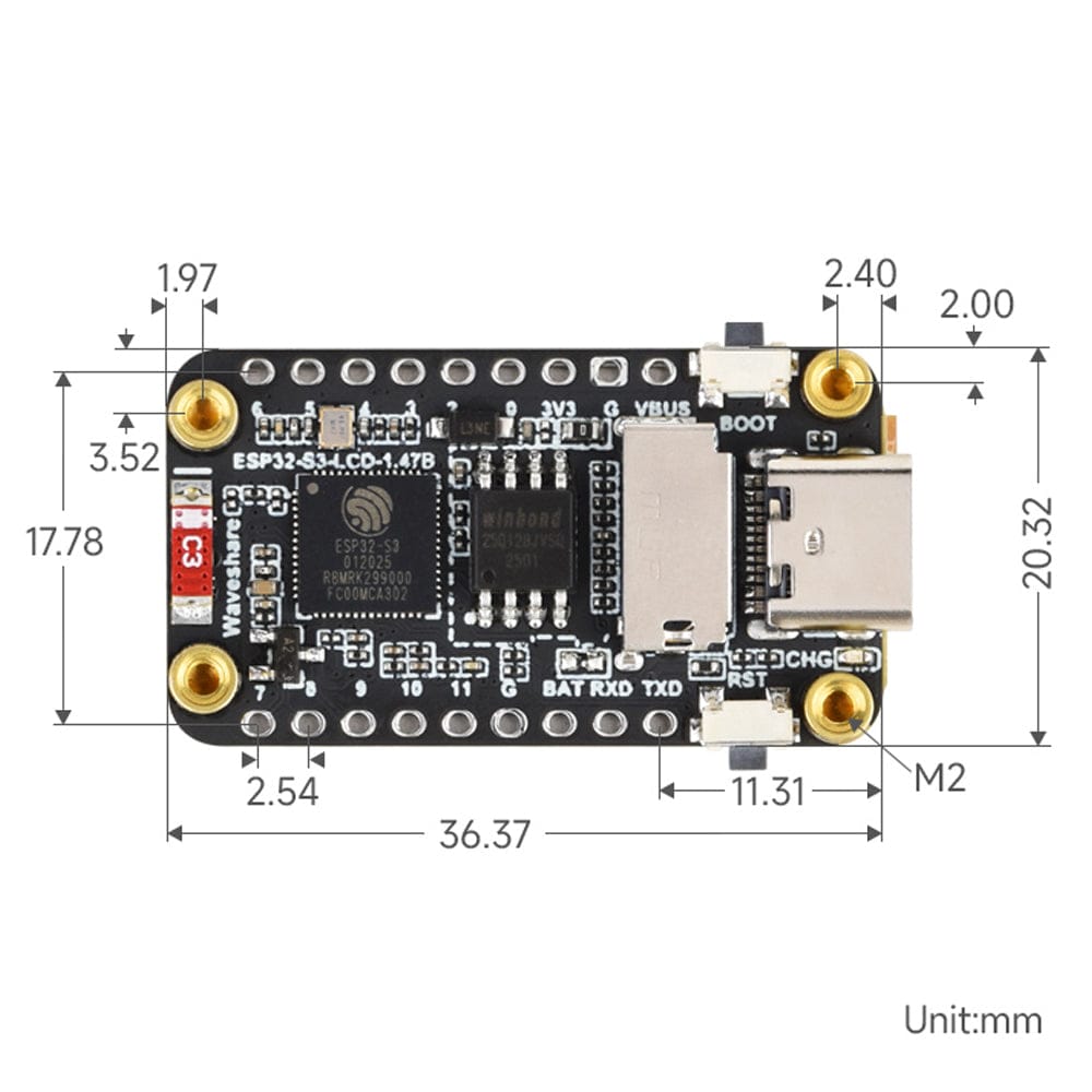 ESP32-S3 1.47" IPS LCD Display Dev Board (172x320) by Waveshare - The Pi Hut