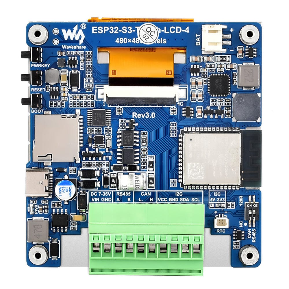 ESP32-S3 Dev Board with 4" IPS Display (480x480) by Waveshare - The Pi Hut