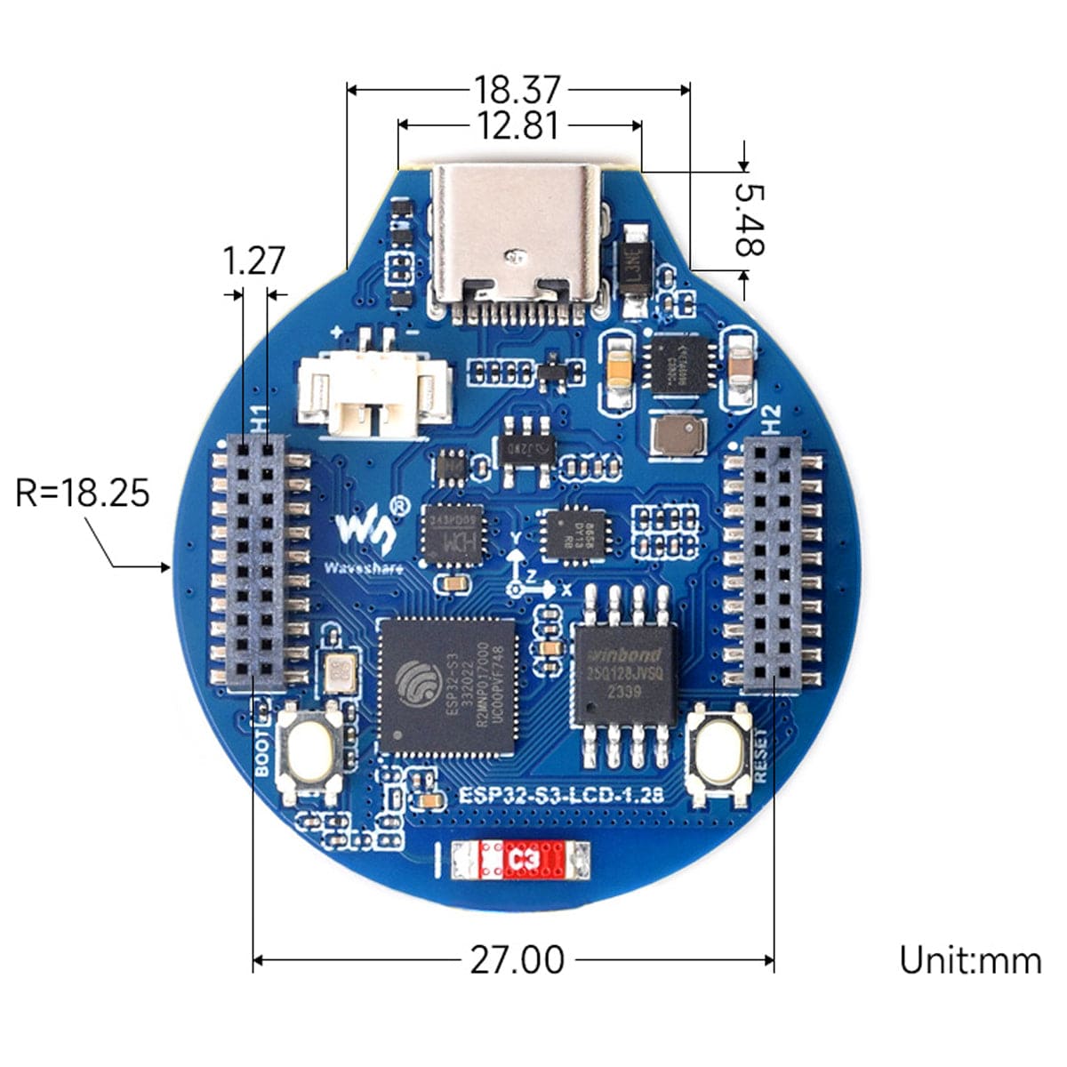 ESP32-S3 Development Board with 1.28" IPS Round LCD by Waveshare - The Pi Hut