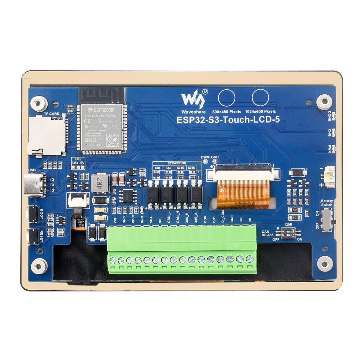 ESP32-S3 Development Board with 5" IPS Capacitive Touch Display (1024x600) by Waveshare - The Pi Hut
