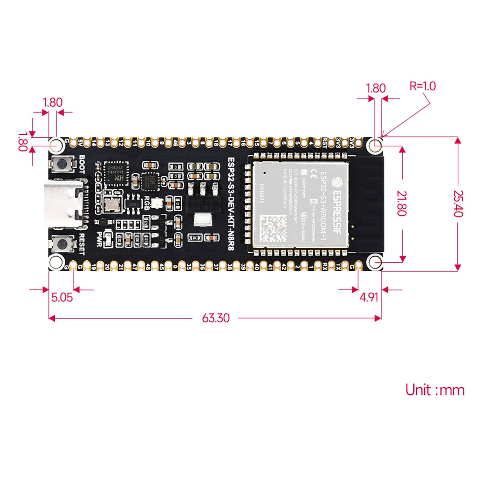 Waveshare ESP32-S3 Development Board (with Headers) by Waveshare - The Pi Hut
