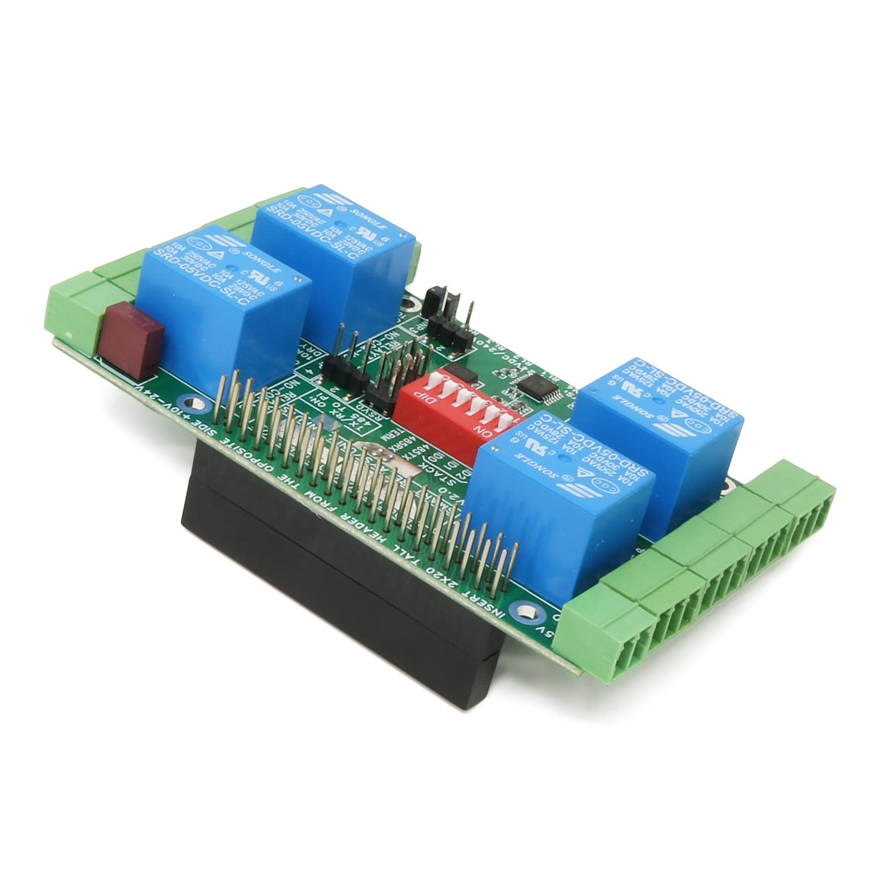 Four Smart Relays with Universal Inputs 8-Layer Stackable HAT for Raspberry Pi by Sequent - The Pi Hut