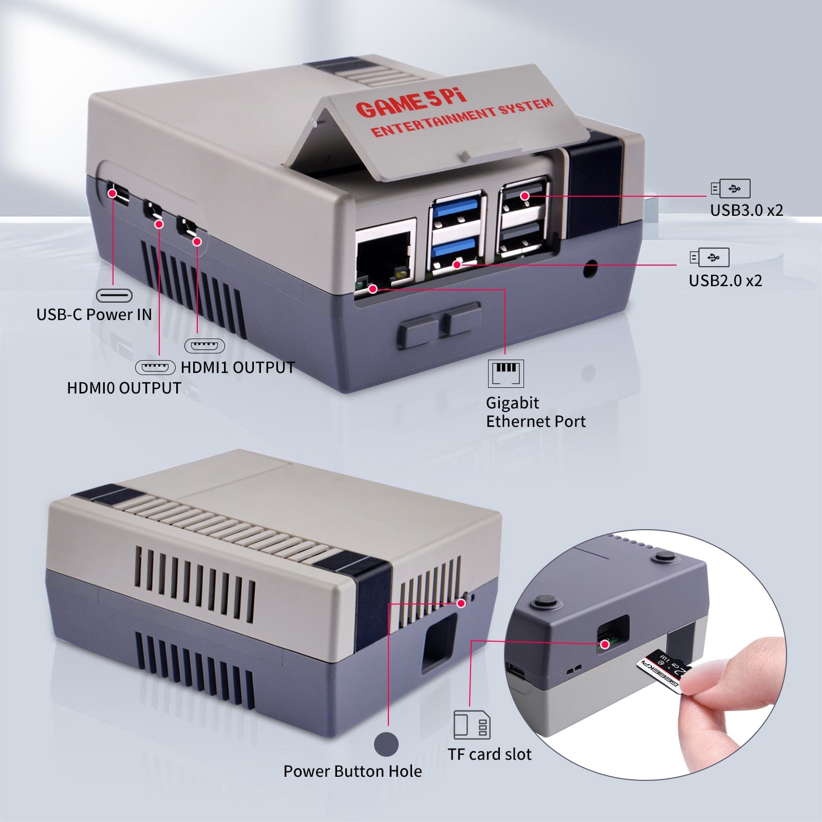 Game 5Pi Retro Gaming Case for Raspberry Pi 5 by 52Pi - The Pi Hut