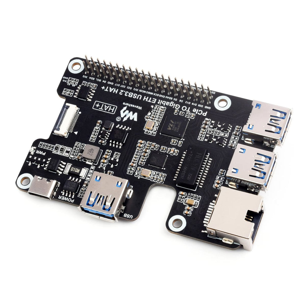 Gigabit Ethernet + 3x USB 3.2 PCIe HAT+ for Raspberry Pi 5 by Waveshare - The Pi Hut