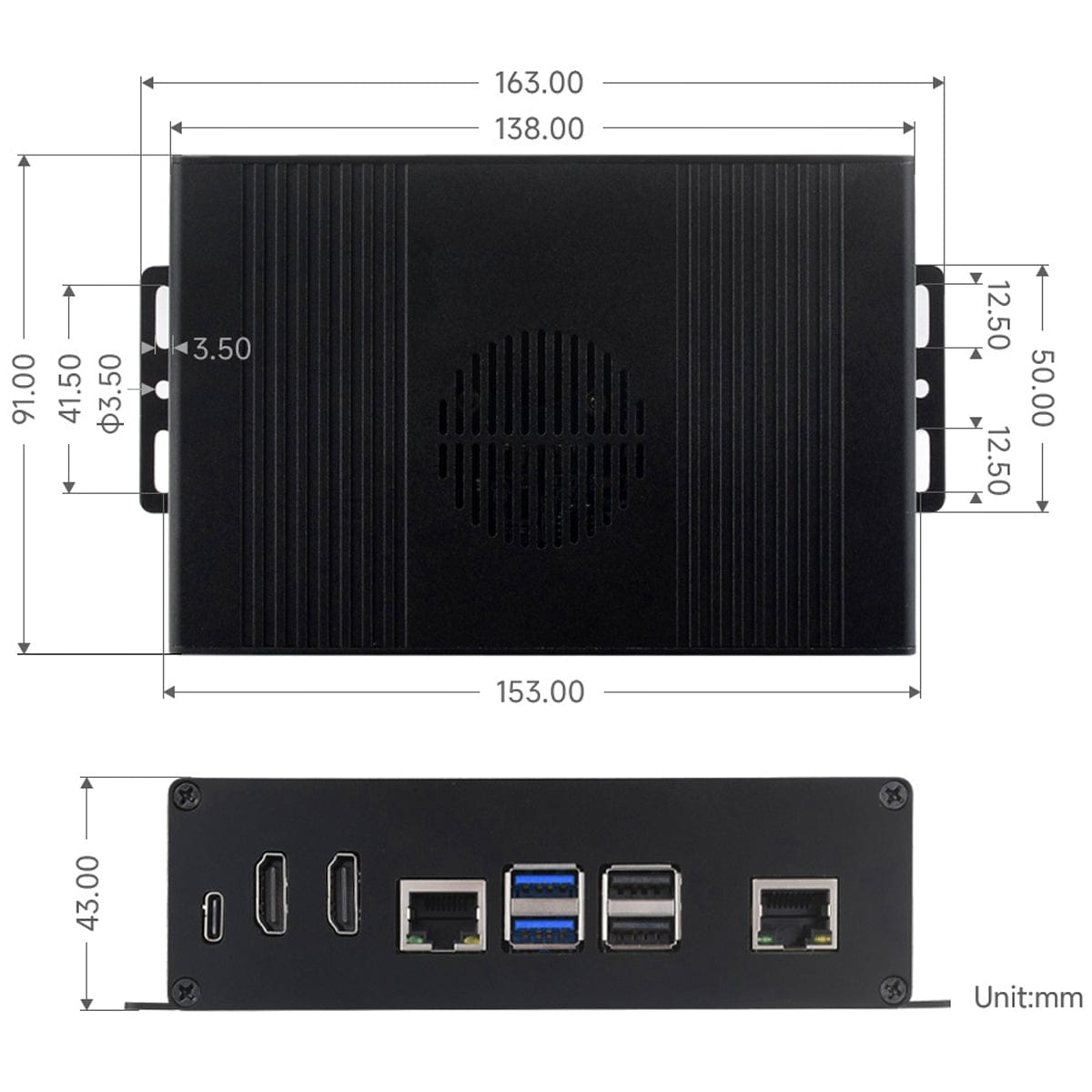 Gigabit Ethernet Module Case for Raspberry Pi 5 by Waveshare - The Pi Hut