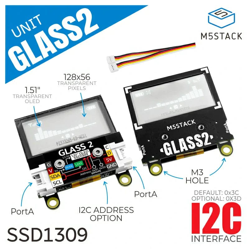Glass 2 Unit with 1.51" Transparent OLED by M5Stack - The Pi Hut