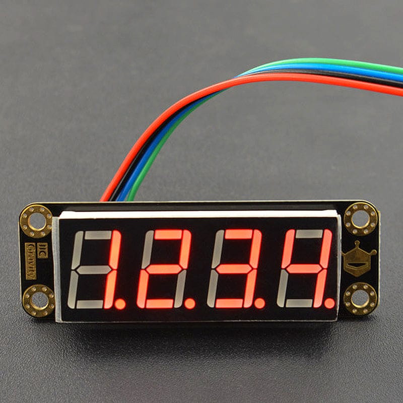 Gravity: 4-Digit Red Seven-Segment LED Display Module by DFRobot - The Pi Hut