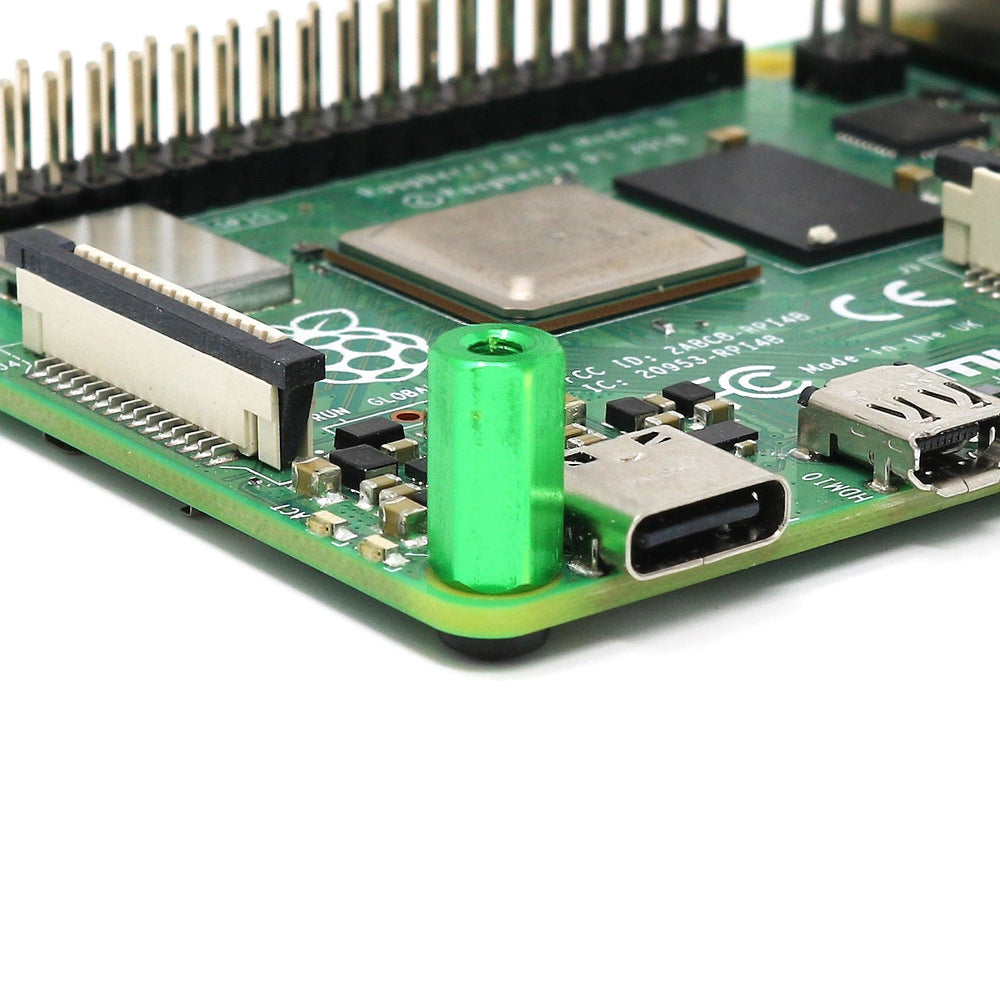 Green Anodised Aluminium Standoff Set (4-pack) by The Pi Hut - The Pi Hut