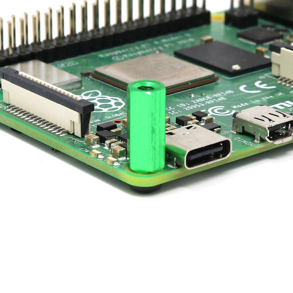 Green Anodised Aluminium Standoff Set (4-pack) by The Pi Hut - The Pi Hut
