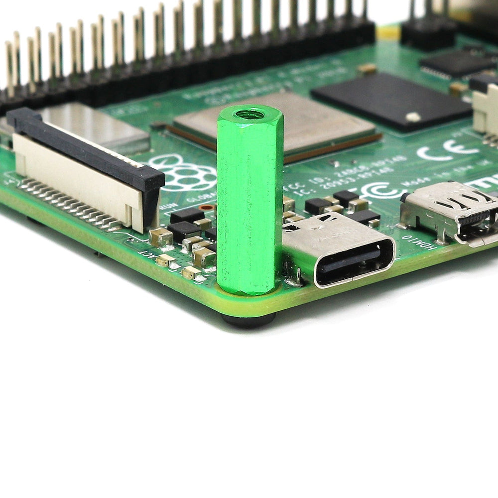 Green Anodised Aluminium Standoff Set (4-pack) by The Pi Hut - The Pi Hut