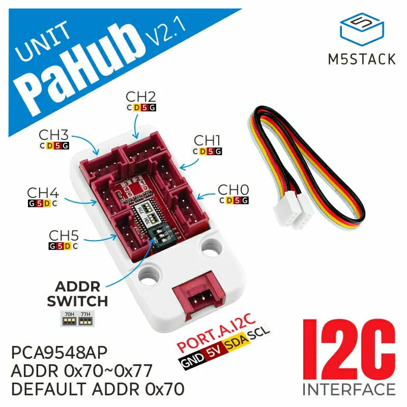 I2C Hub 1 to 6 Expansion Unit v2.1 with DIP Switch (PCA9548A) by M5Stack - The Pi Hut