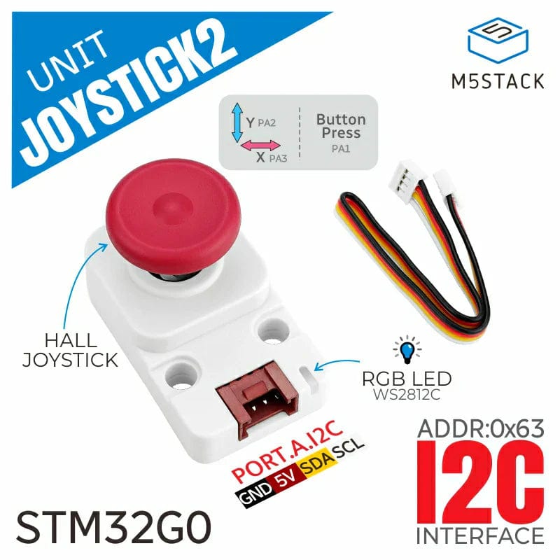 I2C Joystick 2 Unit (STM32G030) by M5Stack - The Pi Hut