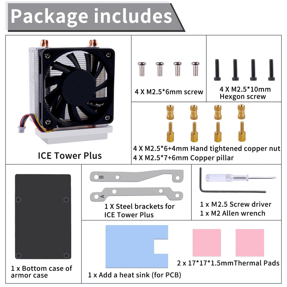 ICE Tower Plus Cooler for Raspberry Pi 5 by 52Pi - The Pi Hut
