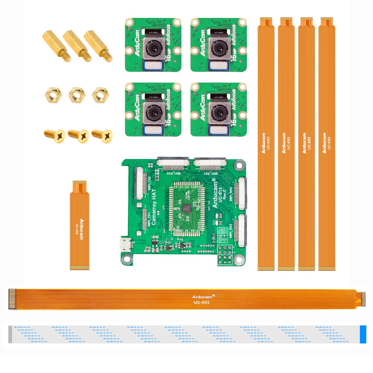 IMX519 16MP Autofocus Synchronised Quad-Camera Kit for Raspberry Pi by Arducam - The Pi Hut