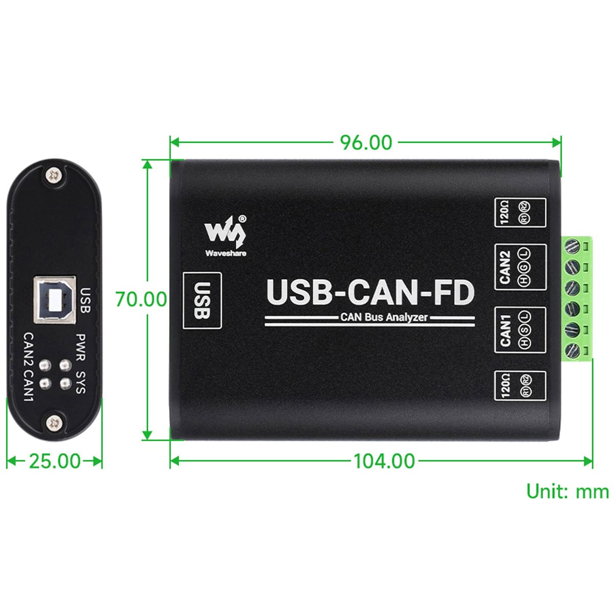Industrial CAN/CAN FD Bus Adapter (Windows & Linux) by Waveshare - The Pi Hut