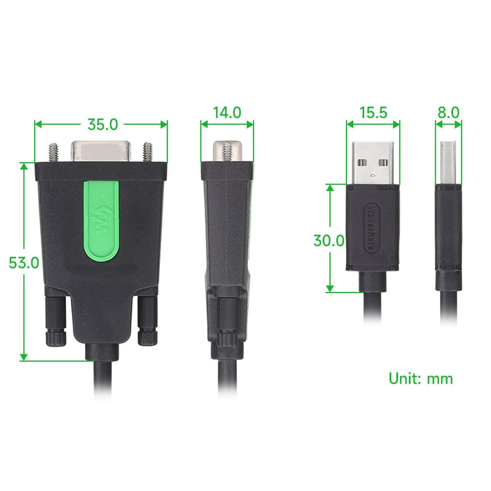 Industrial USB to RS232 Male Serial Adapter Cable by Waveshare - The Pi Hut