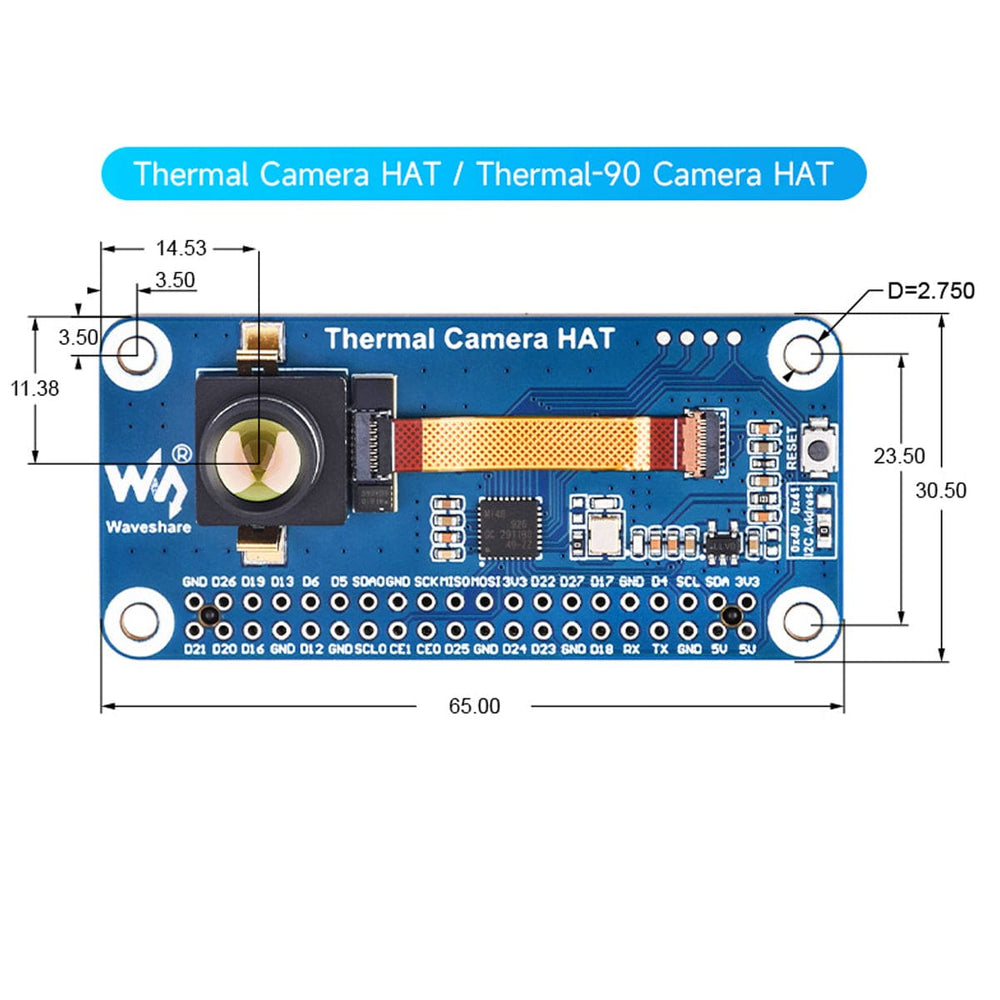 Long-wave IR Thermal Imaging Camera HAT for Raspberry Pi (45° FOV) by Waveshare - The Pi Hut
